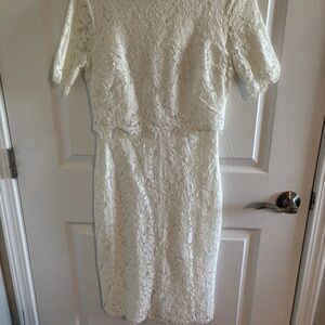 Lulus Take Me to Brunch dress XS ivory lace white shift